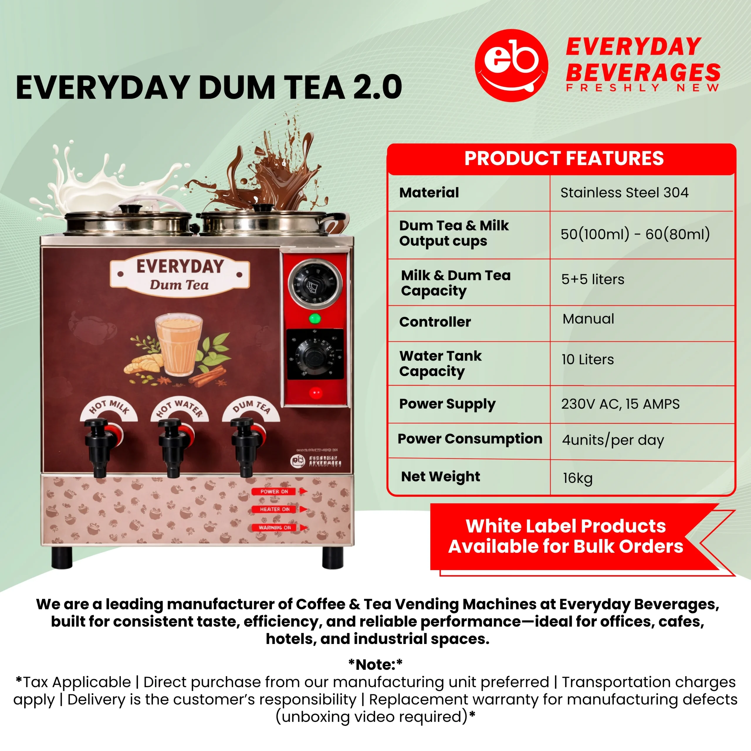 10ltr - Dum tea boiler | chai makers | Indian tea maker | masala chai machine| electric chai maker - Image 3