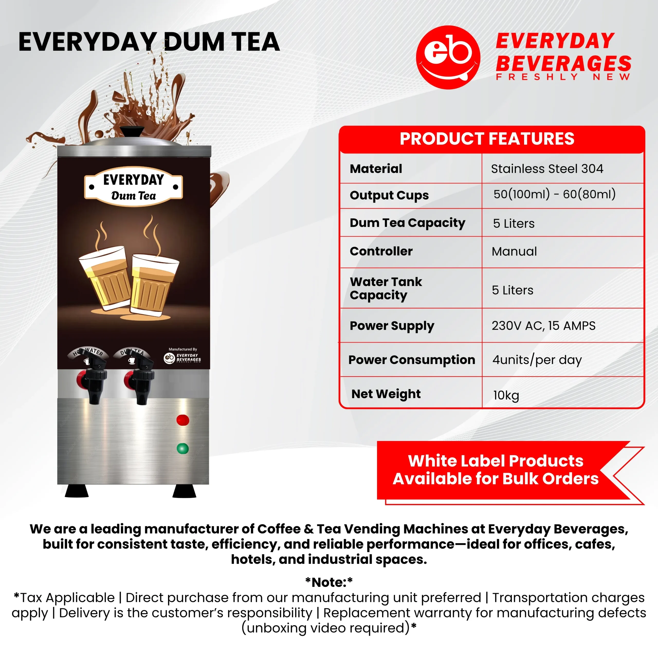 5ltr - Dum tea boiler | Ginger Dum tea | masala tea maker | electric chai maker - Image 3