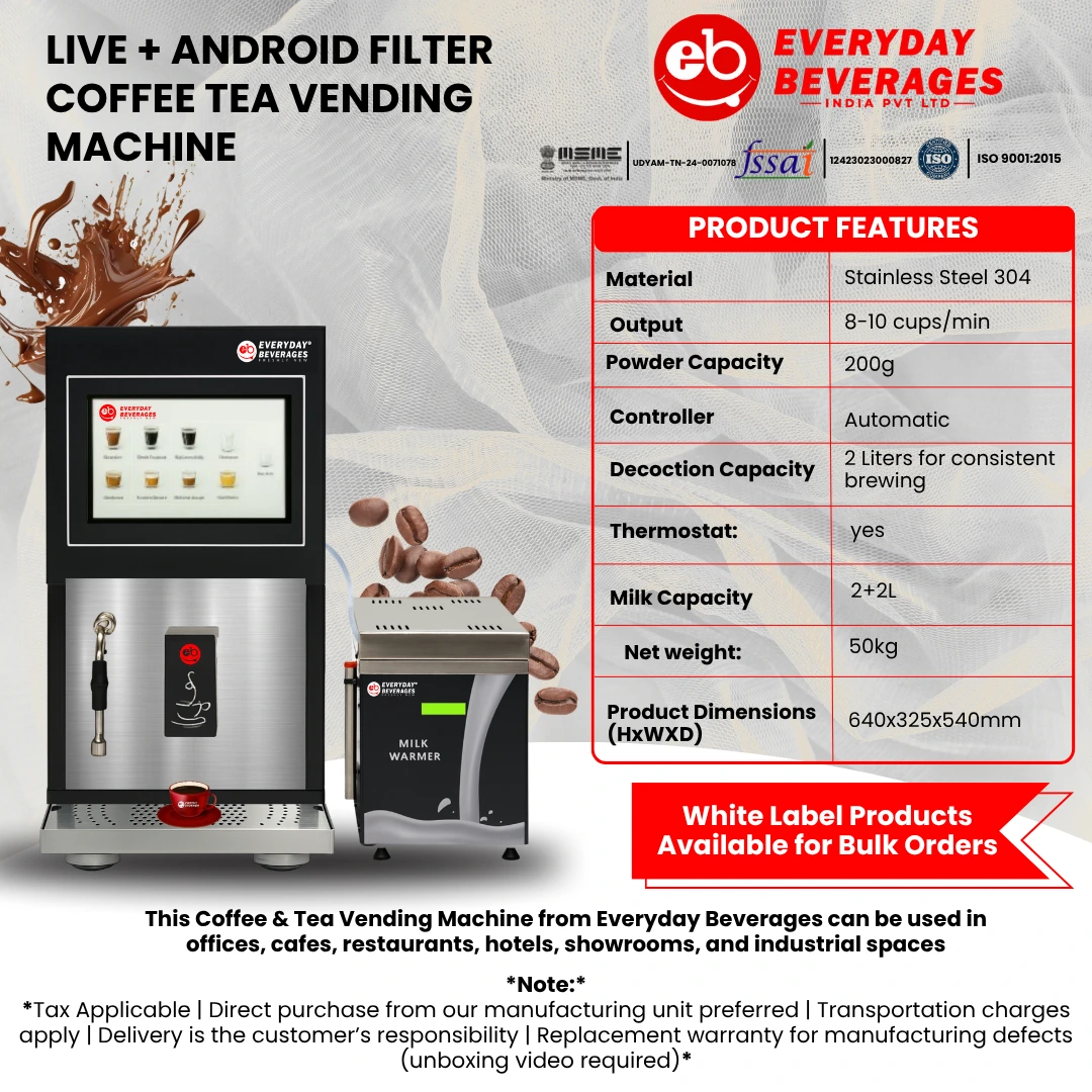 Live + android fliter coffee tea vending machine